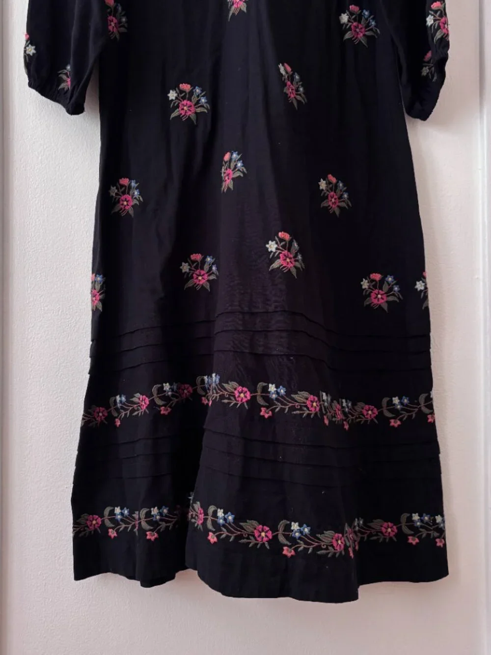 The GREAT Prairieland Floral Embroidered Midi Dress in Black - Picture 5 of 7